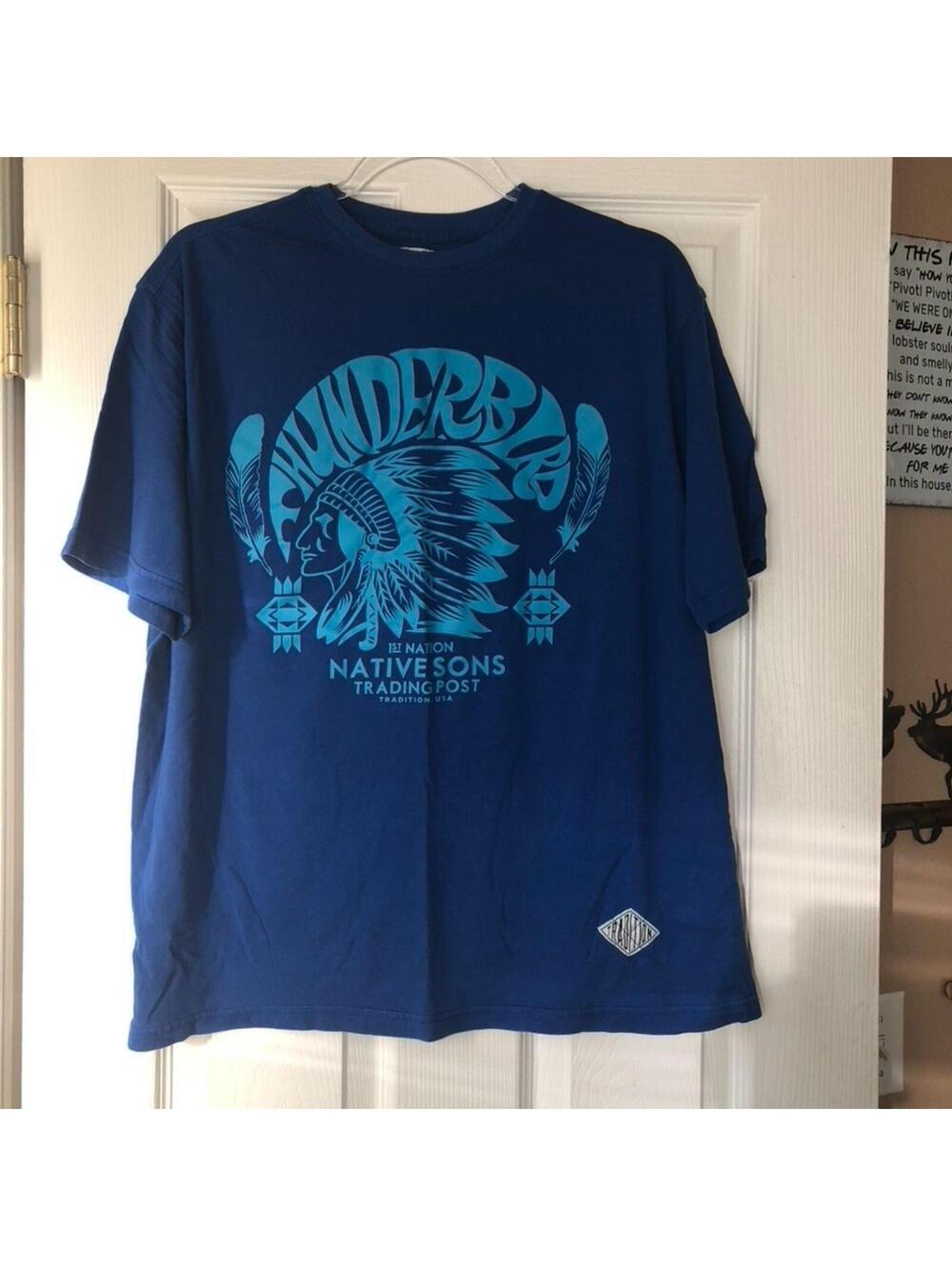 Thunderbird 1st Nation Native Sons Trading Post Tshirt XL Blue